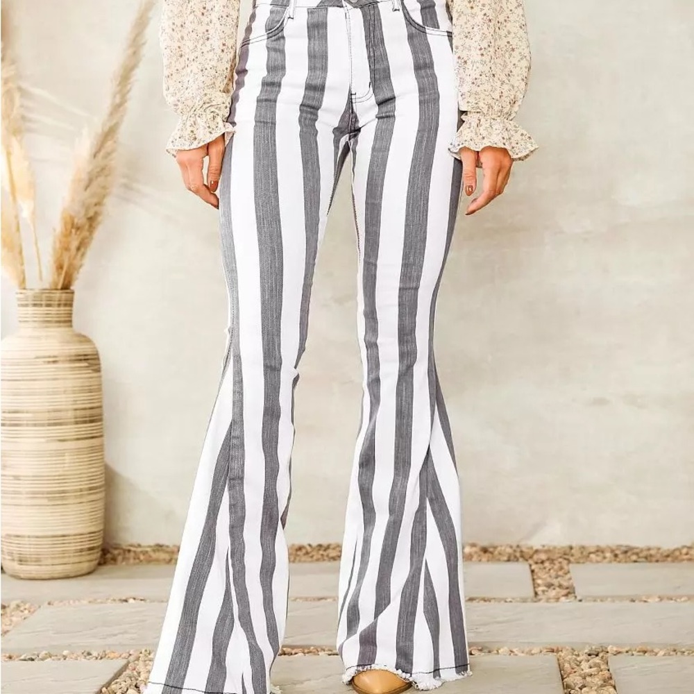 Striped Flare Jeans - The Wild J Boutique